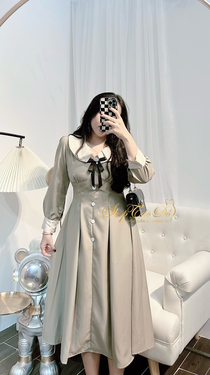 (TÁO ĐỎ BIGSIZE 55-90KG) Đầm Cổ V Kiểu Vintage Sang Chảnh D96 (ảnh thật chính chủ)🍎🍎🍎