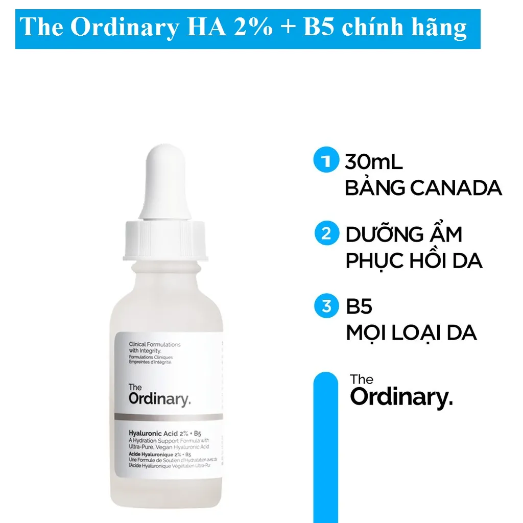 Serum B5 The Ordinary tinh chất cấp nước phục hồi da Hyaluronic Acid 2% chính hãng 30ml
