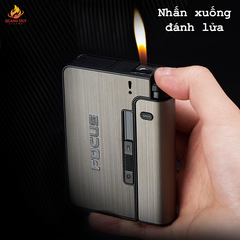 Hộp đựng Focus kiêm bật lửa 10 điếu chính hãng giá rẻ nhỏ gọn tiện lợi - Bật Lửa Zippo Xịn