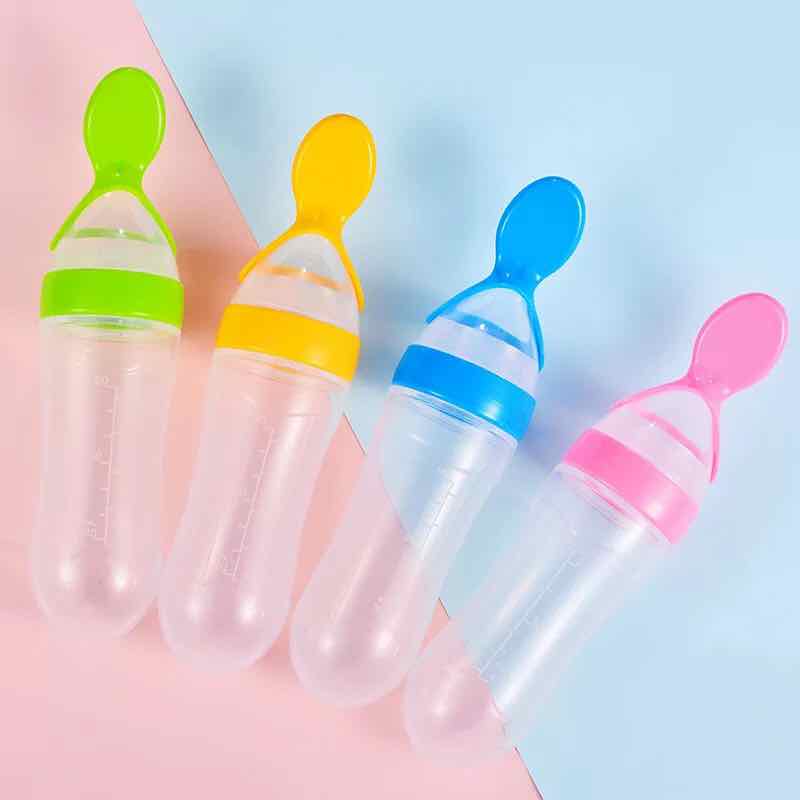 Bình Thìa Ăn Dặm Cho Bé,Bình thìa silicon, Bình sữa thìa hỗ trợ bé ăn dặm,Bình thìa bón cháo đút bột uống sữa chống sặc cho bé chất liệu silicon an toàn đa năng,