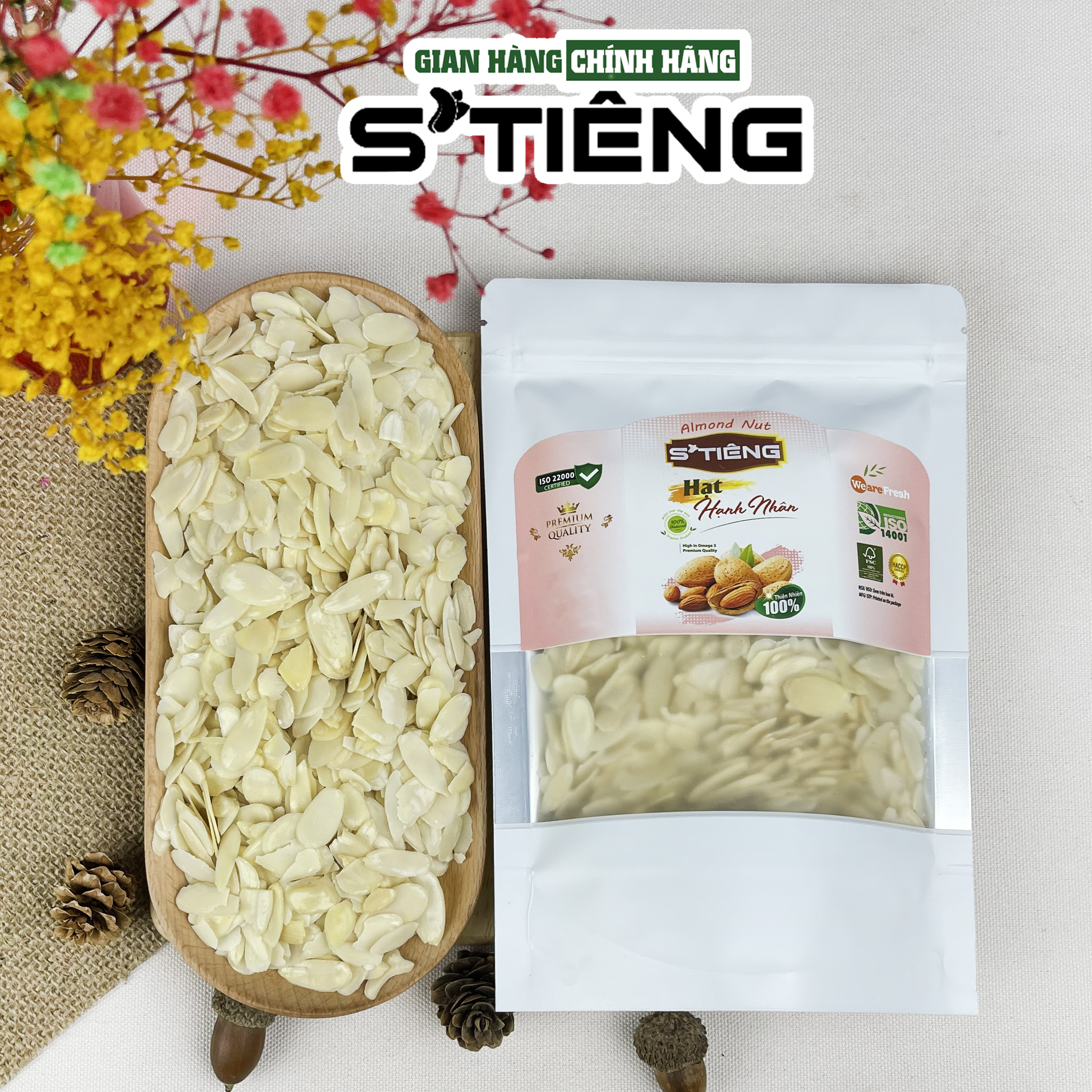 Hạt Hạnh Nhân Cắt Lát Tươi Sống STIÊNG