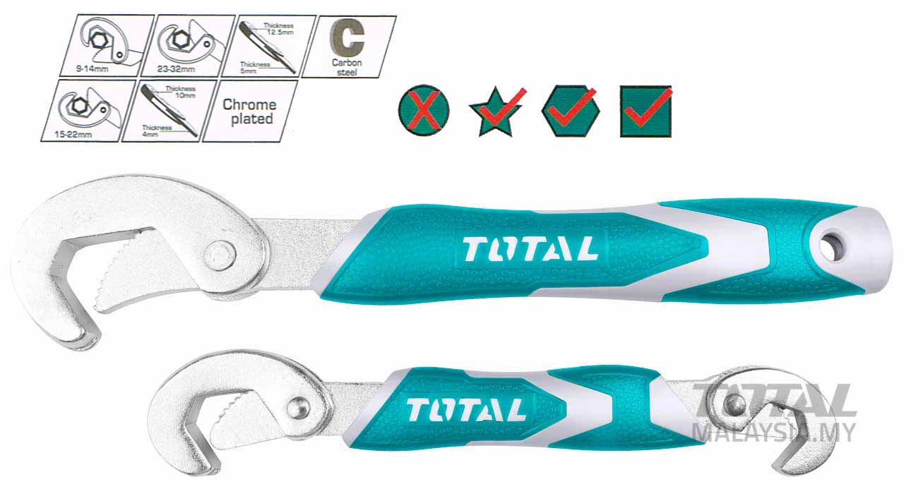 Bộ mỏ lết đa năng 2 chi tiết Total THT10309328