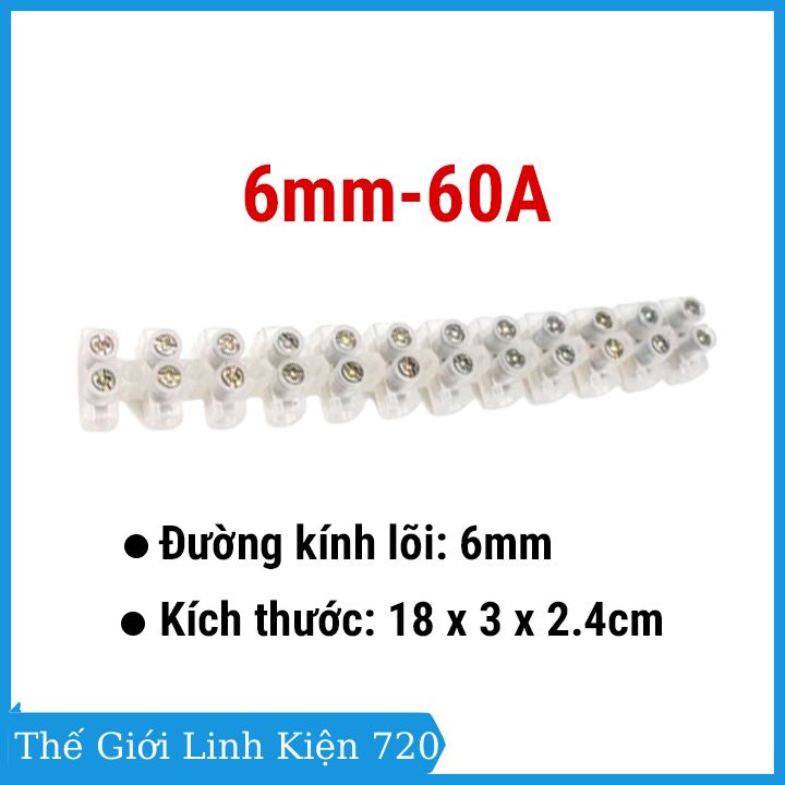 Cầu đấu điện 12P 6A / 10A / 15A / 20A / 30A / 60A, terminal nối dây điện nhanh chóng màu trắng
