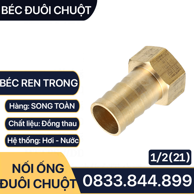 Đầu Nối Ren Trong 21 Đuôi Chuột Cắm Ống Mềm Lòng Trong Đồng Phi 6 8 10 12 14 16 18 20 - Brass Barbed Hose Fitting