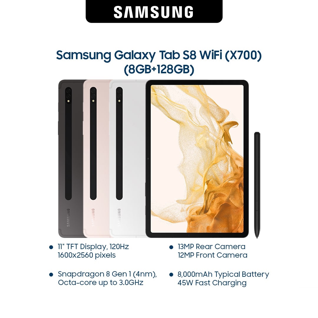 Máy Tính Bảng Samsung Galaxy Tab S8 Wifi 8gb128gb Sm X700 Hàng