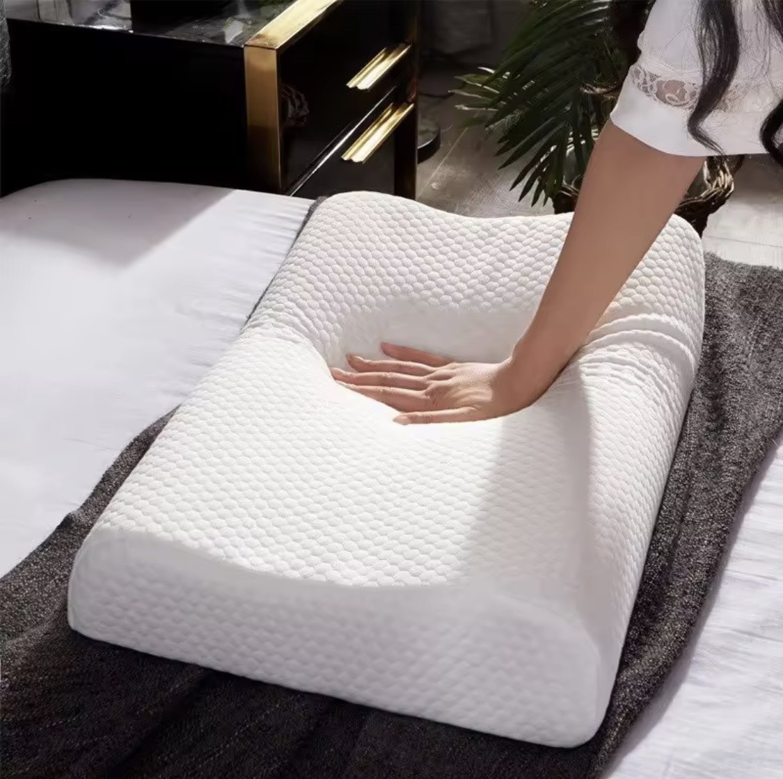 Gối Cao Su Gợn Sóng, Không Gây Đau Mỏi Cổ Sau Giấc Ngủ Dài. Sử Dụng Không Gây Biến Dạng Gối
