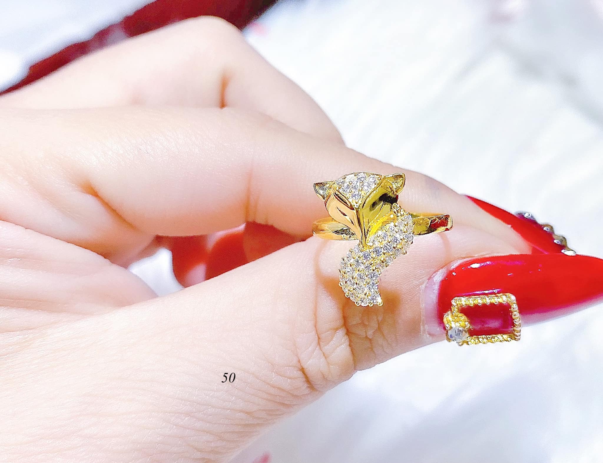 Nhẫn vàng tây mặt hồ ly MS47
