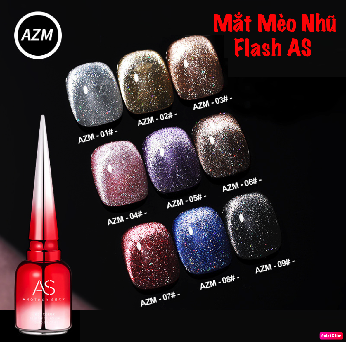 Sơn Gel Mắt Mào Nhũ Flash AS Mã AZM 15ml ( Sơn Gel Hơ Máy )