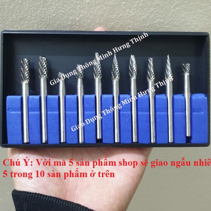 5 mũi mài khắc bosai gỗ nhưa sắt cao cấp chân cốt 6mm - mũi phay - mũi trạm trổ gỗ nhưa sắt - Bộ 5 mũi mài hợp kim vonfram siêu cứng