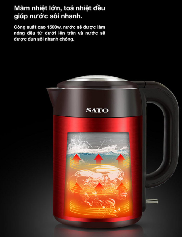 Ấm Siêu Tốc Vỏ Tôn SATO ST-1803 (N)