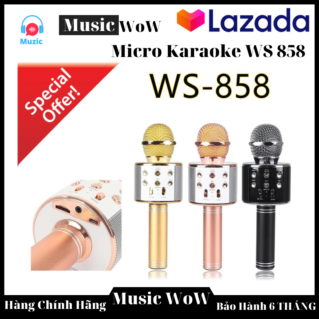 Mic hát karaoke bluetooth không dây ys-858 mic karaoke + loa + bluetooth míc karaoke gia đình míc kraoke không dây hàng cao cấp loại 1-bh1 đổi 1
