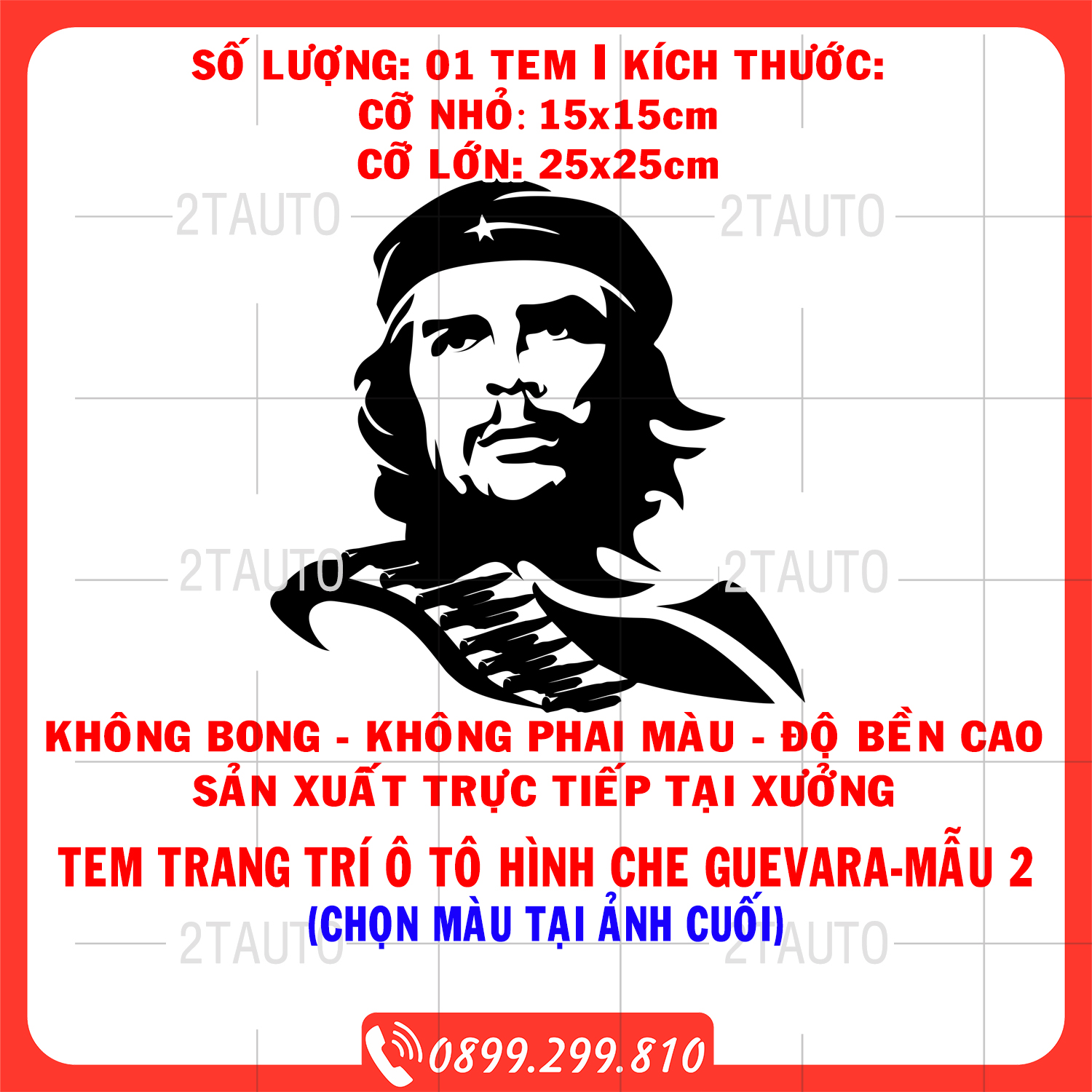 Tem decal sticker dán xe che guevara nhiều kích thước, chống thấm nước, logo che guevara dán trang trí xe hơi - mẫu 2