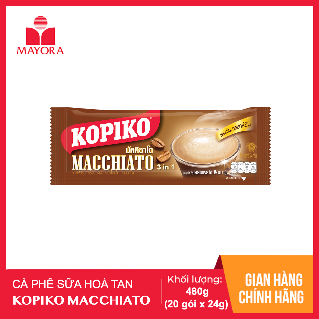 CÀ PHÊ SỮA HÒA TAN KOPIKO MACCHIATO 400G