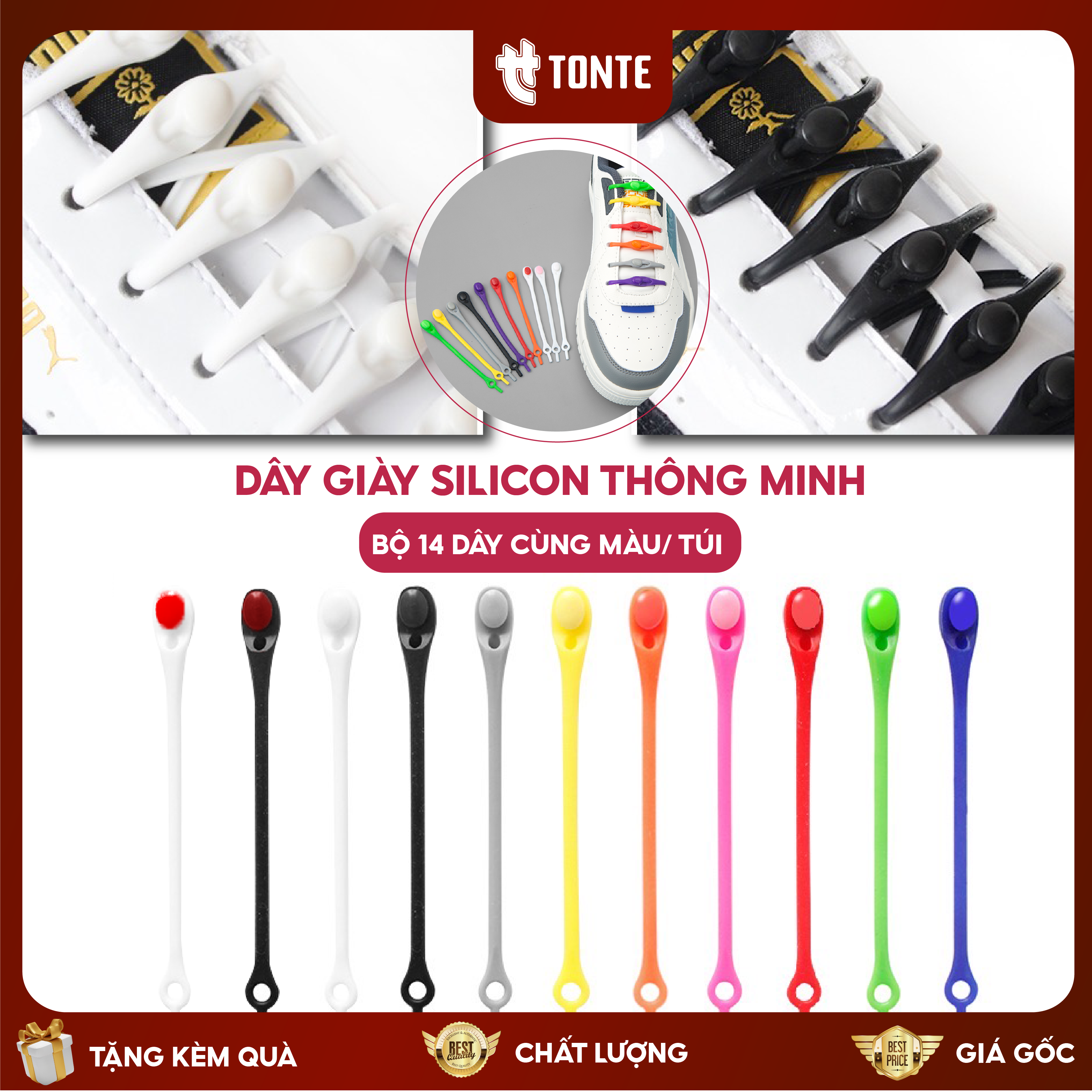 Dây Giày Cao Su Đàn Hồi Thông Minh Hilaces - (Bộ 14 dây chuẩn)