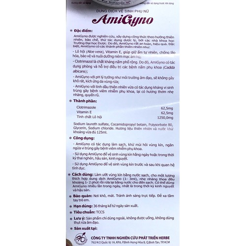 Dung dịch vệ sinh phụ nữ AmiGyno 125ml