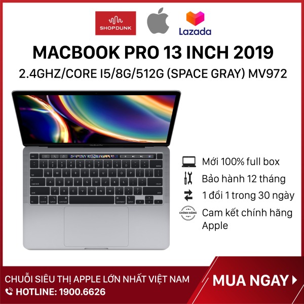 Bảng giá Laptop Macbook Pro 13 inch 2019 2.4GHz/core i5/8G/512G (Space Gray) MV972, Hàng chính hãng Apple, mới 100%, nguyên seal Phong Vũ