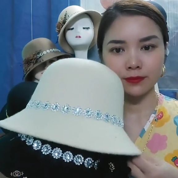 Mũ Ép Dạ Nỉ Tiểu Thư Nơ Hoa