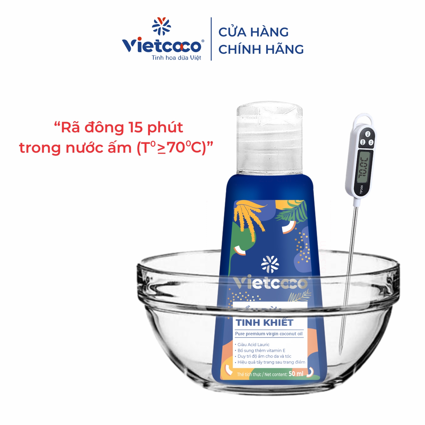 Dầu dừa tinh khiết mỹ phẩm Vietcoco 50ml