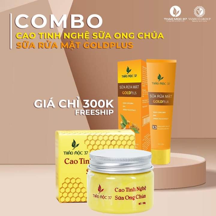 Combo cao tinh nghệ và sữa rửa mặt thảo mộc 37