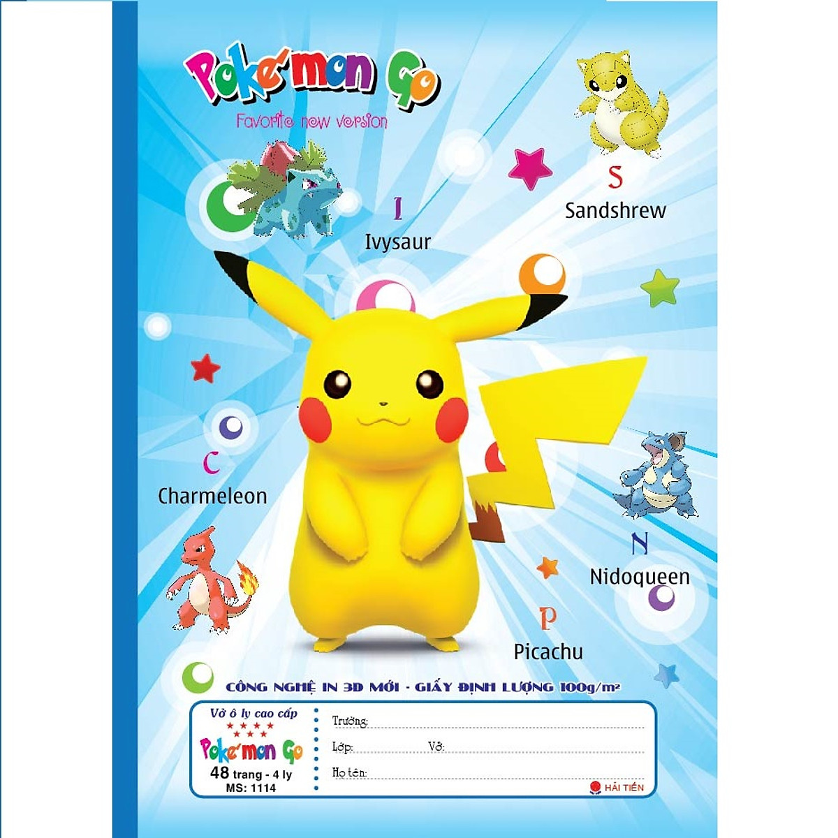 [Mẫu mới 2021] Lốc 10 vở 4 ôly Pokemon 48 trang 1114