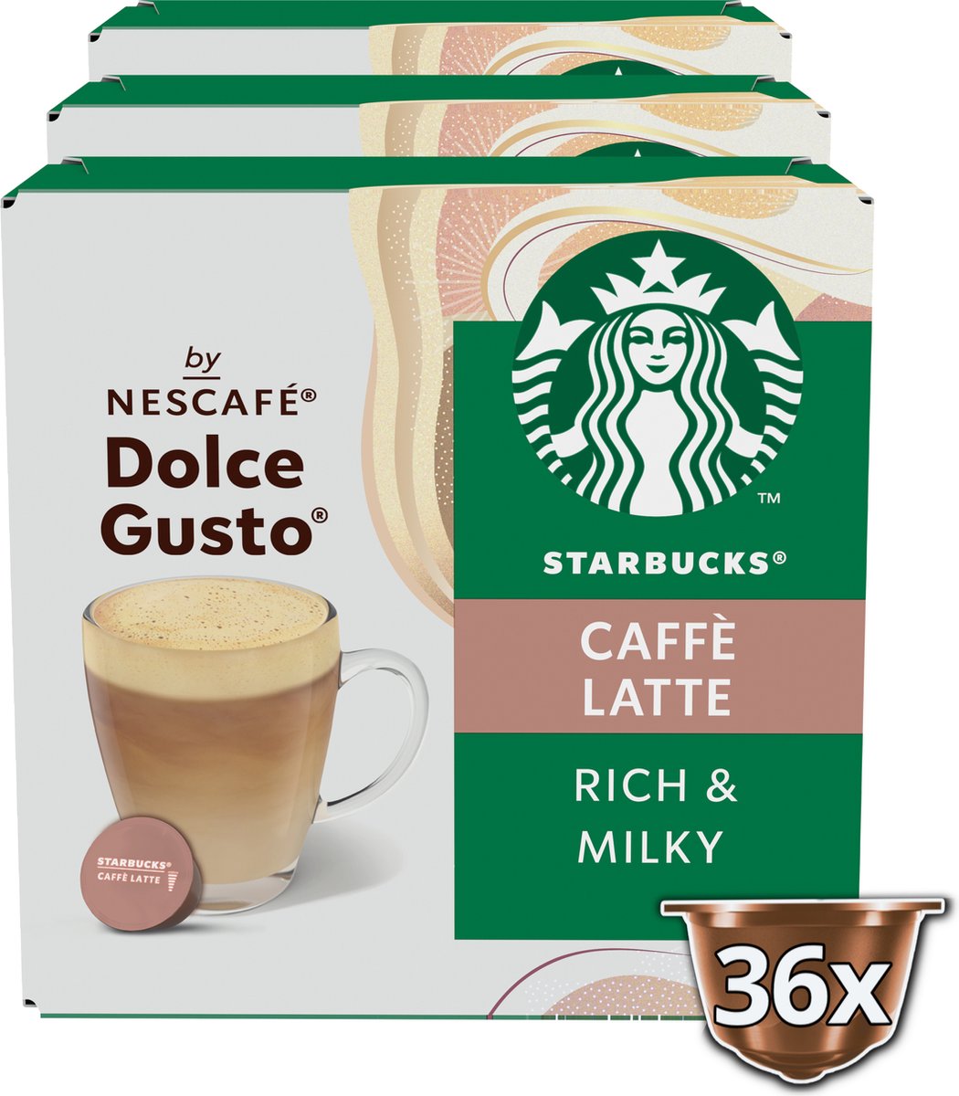 Starbucks® Caffè Latte by NESCAFÉ® Dolce Gusto® - PACK 36 Capsules, DATE 08/2024