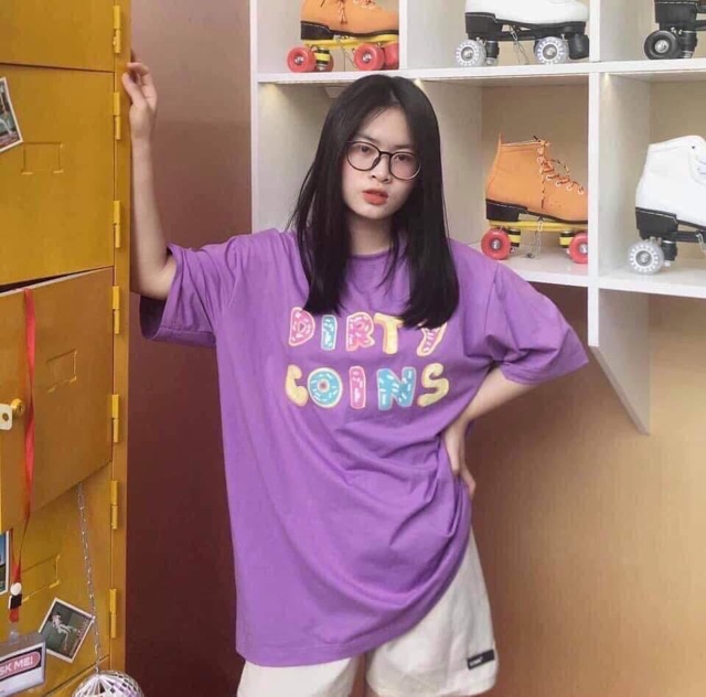 Áo Thun Form Rộng Tím Dirty Coins