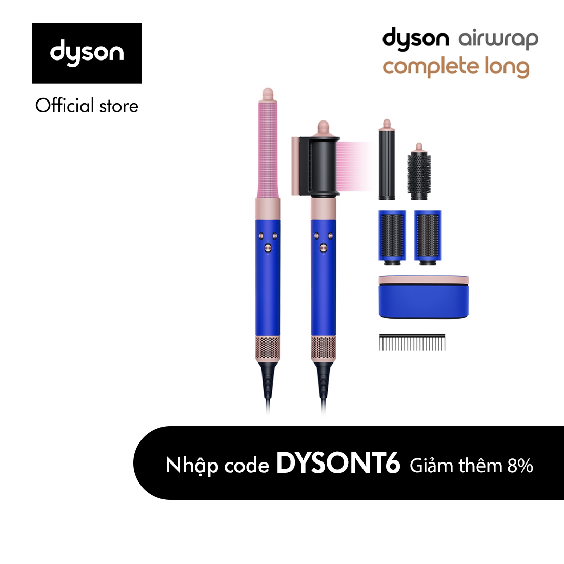 Máy tạo kiểu tóc đa năng Dyson Airwrap ™ Complete Long (Blue/Blush)