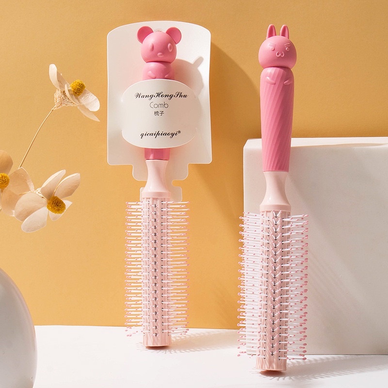 Lược Tròn Chải Tóc Gỡ Rối, Massage Đầu Hình Thú