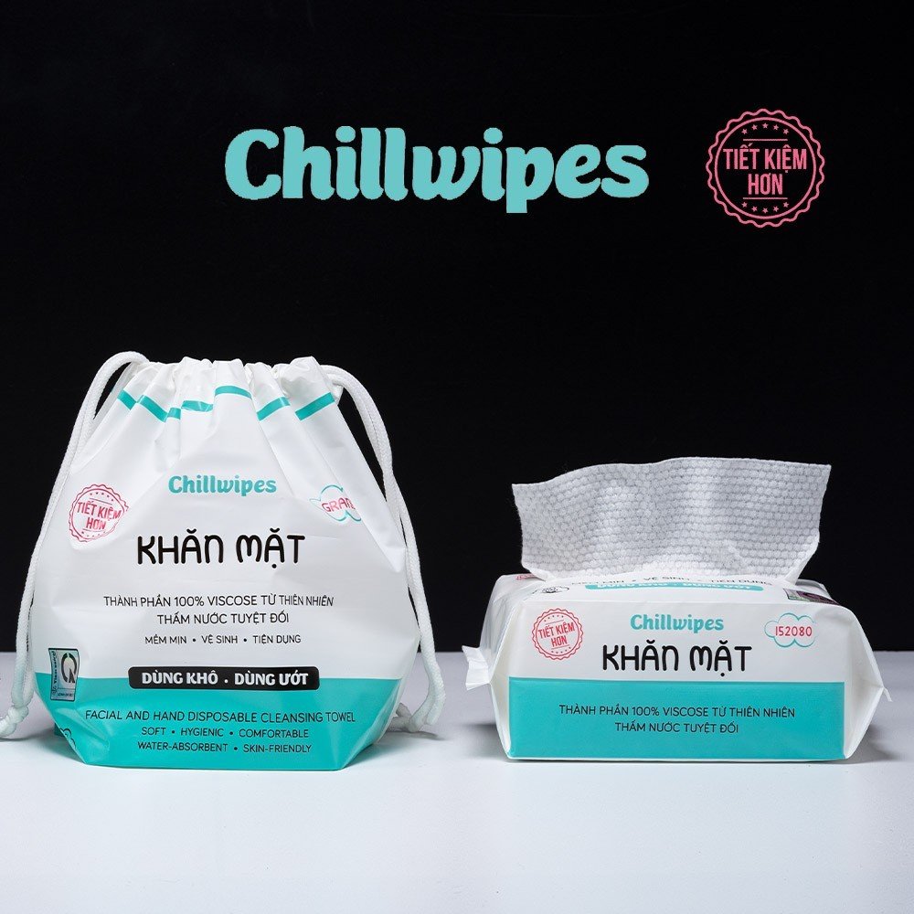 Khăn mặt khô, tẩy trang Chillwipes dùng 1 lần - Giấy lau mặt dùng 1 lần