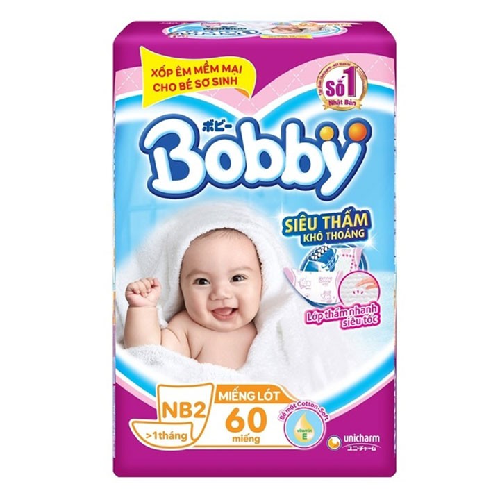 SƠ SINH MIẾNG LÓT BOBBY NB2 60 miếng