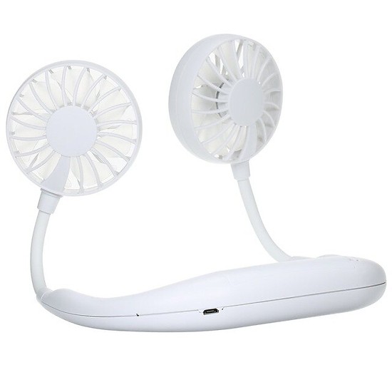 Quạt Mini Sạc Điện Thông Minh Cao Cấp, Quạt Mini Để Bàn Văn Phòng Thế Hệ Mới, Thiết Kế Nhỏ Gọn Đa Dụng Đeo Cổ Để Bàn, Sạc Pin Tích Điện Usb, 3 Tốc Độ Cực Mạnh, 2 Quạt Tăng Gấp Đôi Công Suất