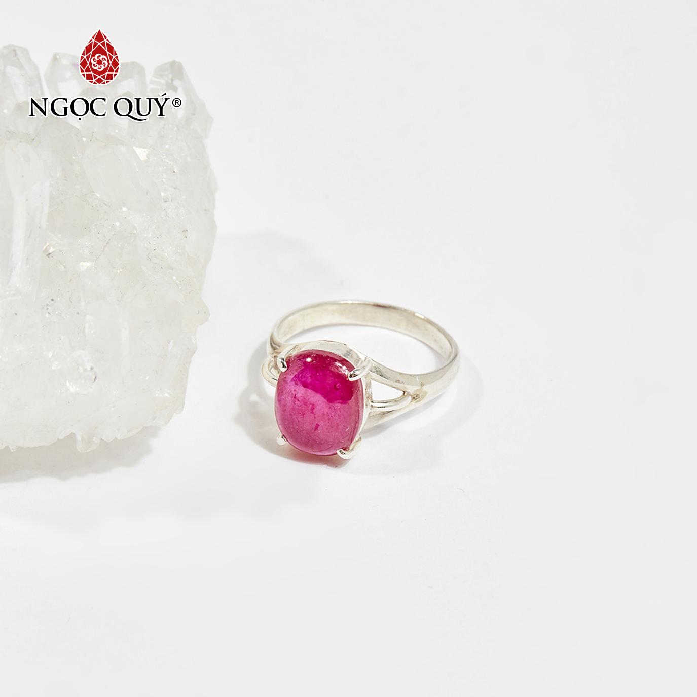 [HCM]Nhẫn Nữ Bạc Đá Ruby Oval Mệnh Hoả Thổ (màu hồng) - Ngọc Quý Gemstones