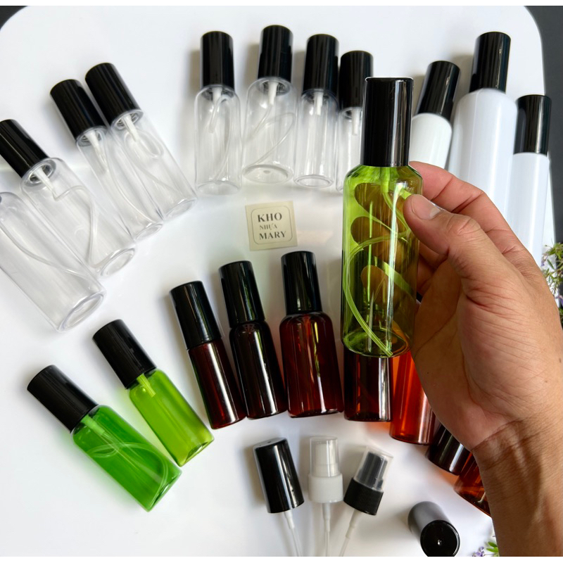 Chai xịt sương cao cấp - chai lọ nhựa trong, nâu , trắng 100ml / 50ml / 30ml / 20ml