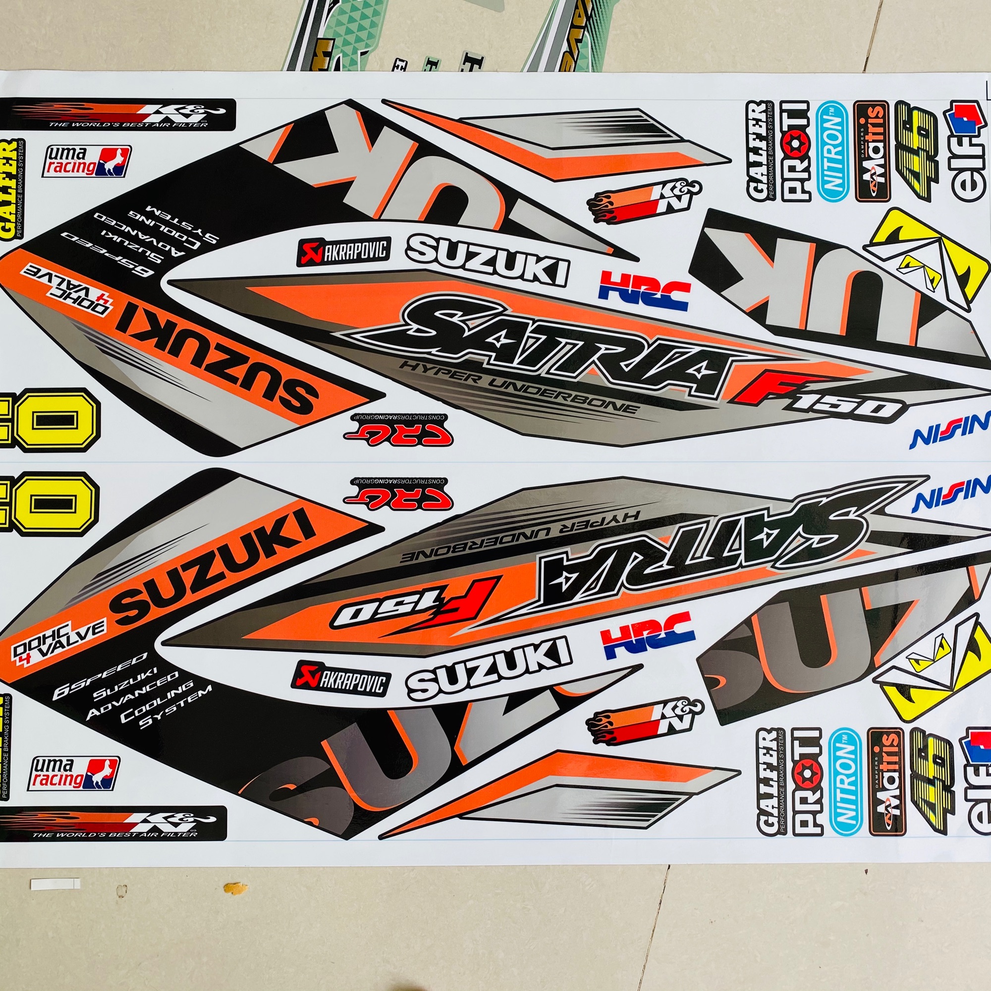 [ QUÍ KHÁCH VUI LÒNG MANG TEM RA TIỆM CHO THỢ DÁN] TEM RỜI Satria xăng cơ cam đen