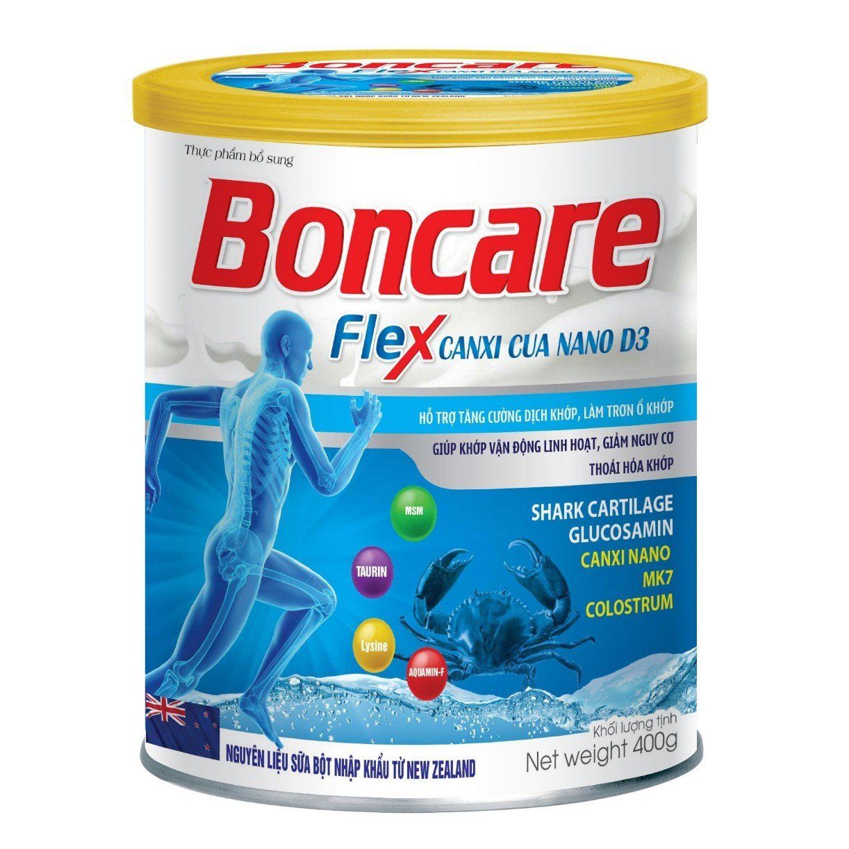Hộp 400g sữa bột tăng chiều cao boncare flex canxi nano d3 gold tăng cường hấp thu canxi, phát triển chiều cao - dược phẩm bách lộc