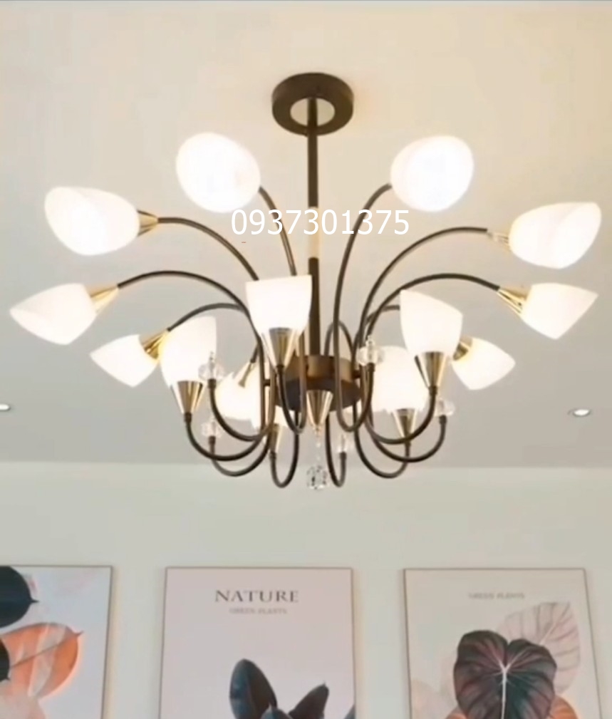 Đèn Chùm Hiện Đại 15 bóng (Tặng Kèm Bóng LED Cao Cấp)