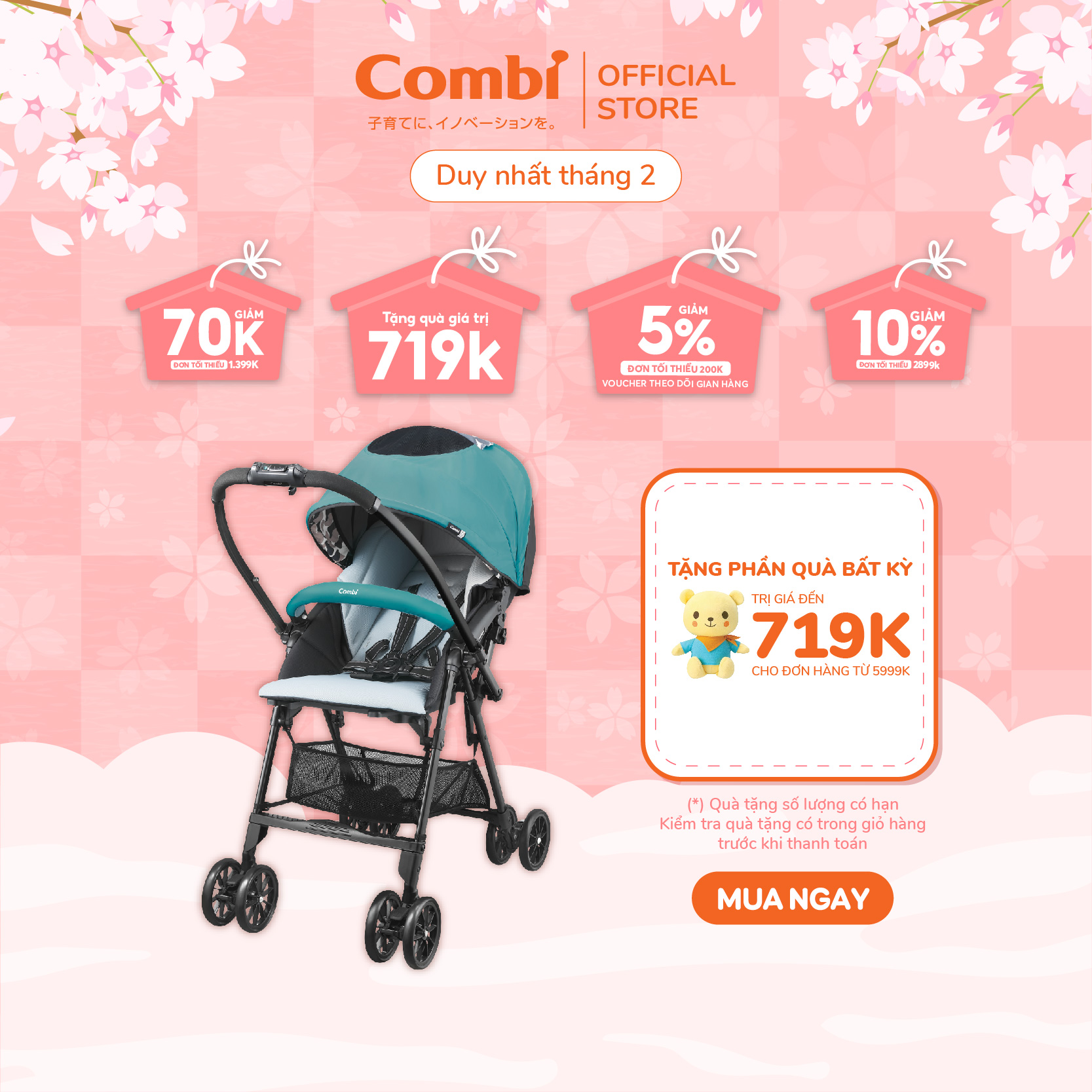 Xe đẩy Combi NEYO màu đỏ/xanh/ghi