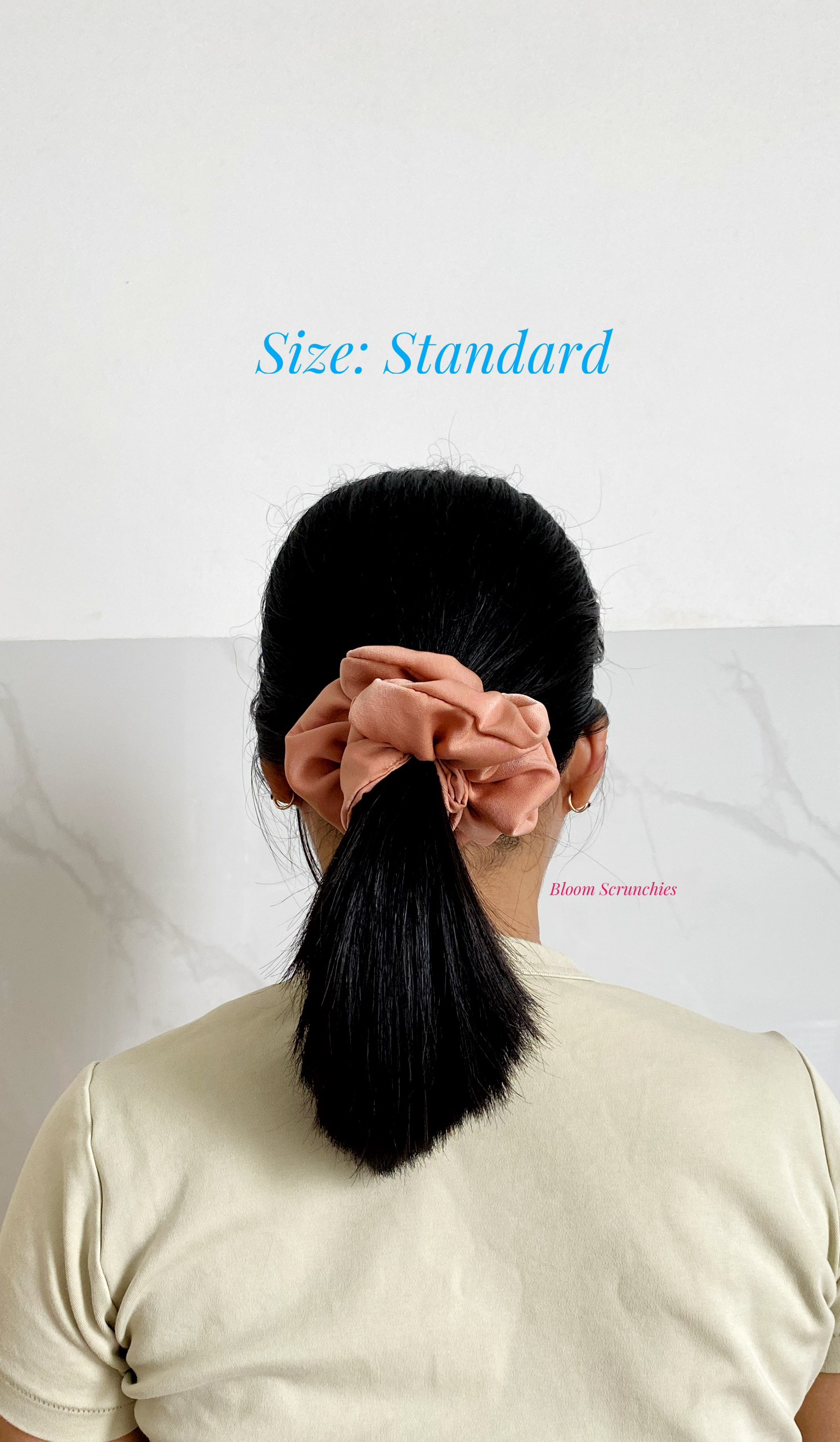 Dây cột tóc lụa ngọc trai màu nâu da đậm Standard_ Scrunchies