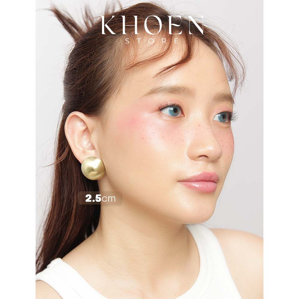 (1 Đôi) Bông tai nữ nút vàng bạc - Khoen store