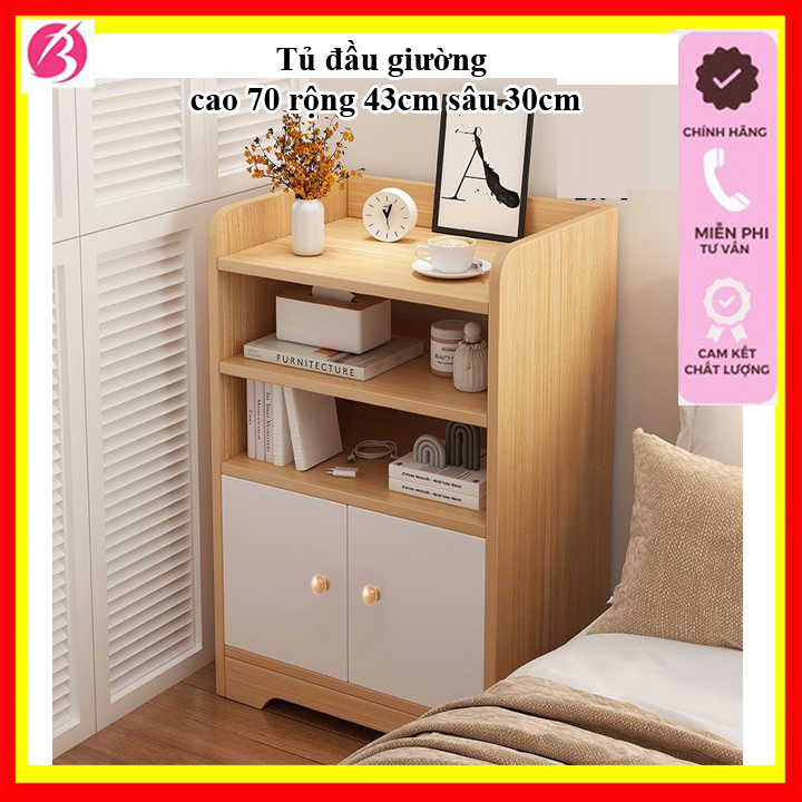 Tủ đầu giường, tủ táp để đầu giường làm từ gỗ mdf chống thấm nước, dễ lau chùi