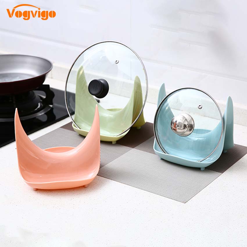 Household spoon stand Useful Kitchen Plastic Pan Pot Lid Cover Stand Holder Shelf Rack Tool