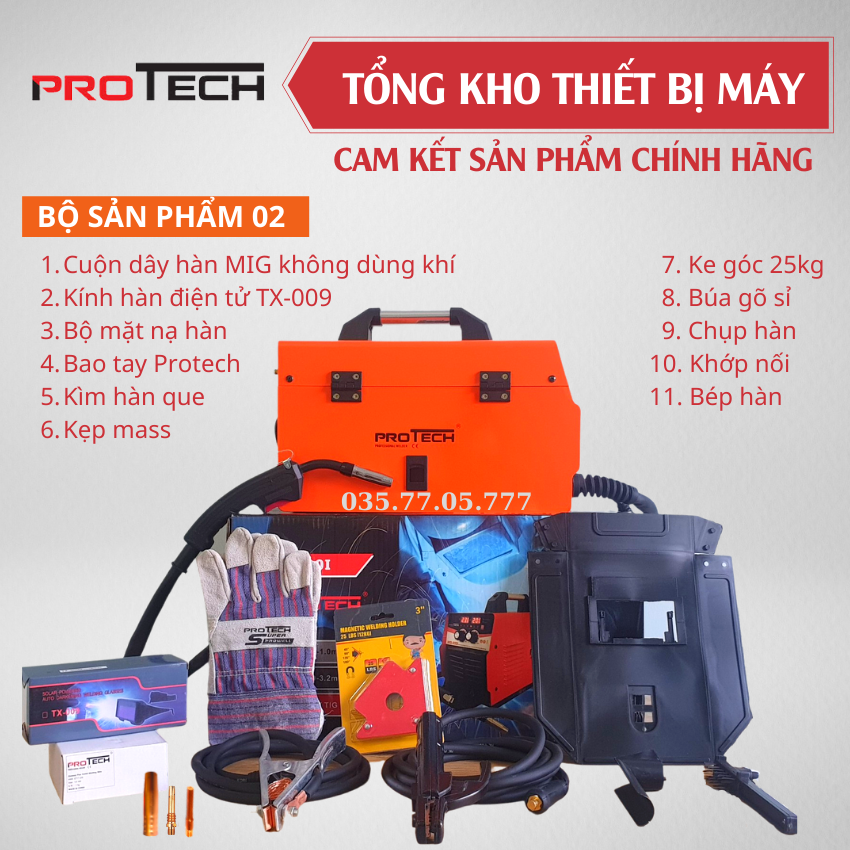 [HCM]MÁY HÀN MIG mini PROTECH 200I - 4 chức năng MIG/MAG/Lift TIG/MMA - phụ kiện đầy đủ - bảo hành chính hãng 15 tháng