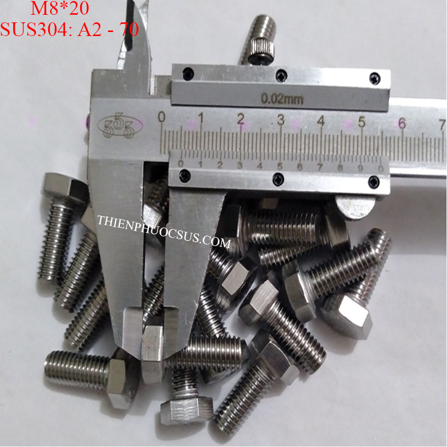 Bulong M8*20. DIN 933, SUS304 (10 cái)