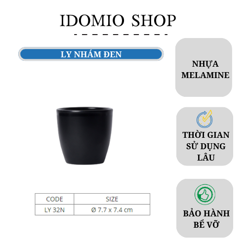 Ly Nhựa Lùn Đen Nhám LY32N