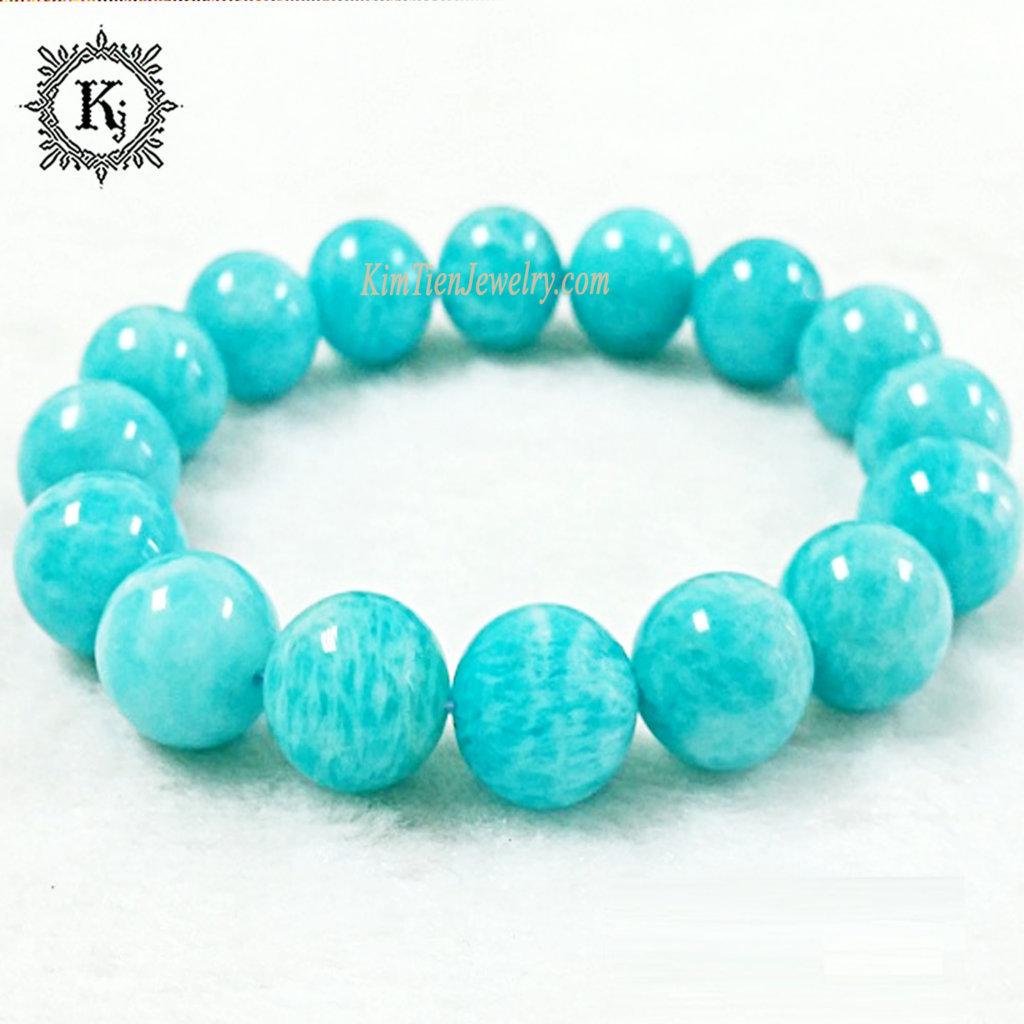 Vòng Tay Phong Thủy Đá Amazonite - Hợp Mệnh Thủy, Mộc - Xua Vận Rủi - Thông Minh , Trí Tuệ