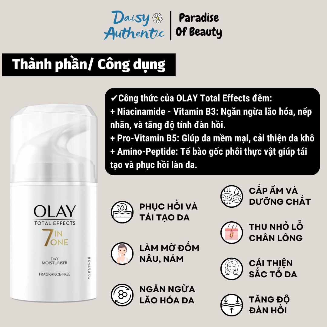 Kem dưỡng OLAY Total Effects 7 in 1 Moóituriser 50ml (Bản UK)