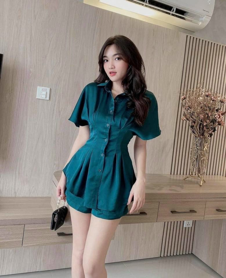SÉT BỘ ĐÙI LỤA SƠ MI THỜI TRANG CỰC XINH