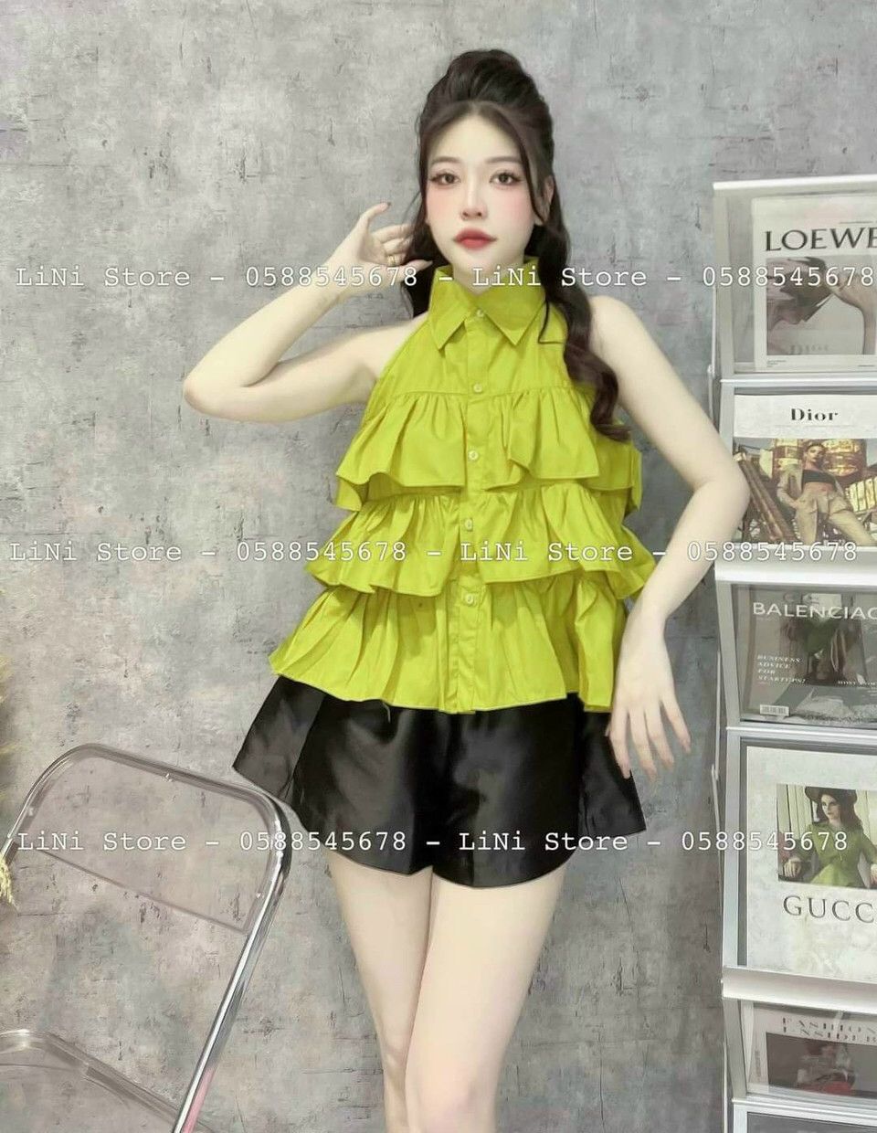 Set áo sơ mi tầng +quần lụa mịn đẹp NS