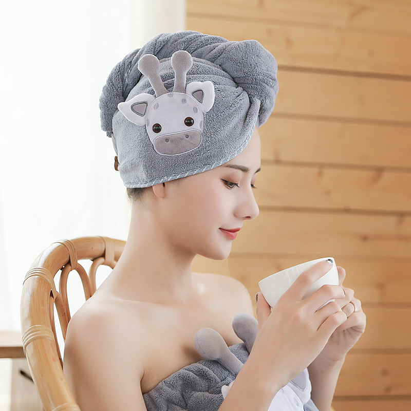 (MTD07) Khăn quấn tóc, mũ trùm đầu thấm nước làm khô tóc