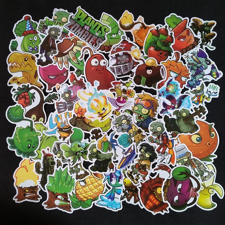 Bộ Sticker dán cao cấp chủ đề PLANTS VS ZOMBIES - Dùng dán Xe, dán mũ bảo hiểm, dán Laptop…